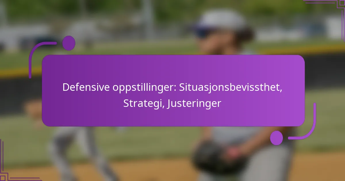 Defensive oppstillinger: Situasjonsbevissthet, Strategi, Justeringer