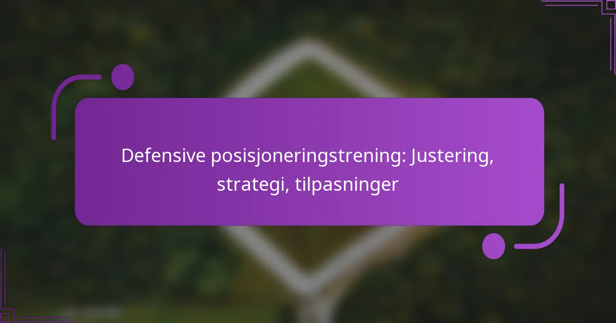 Defensive posisjoneringstrening: Justering, strategi, tilpasninger