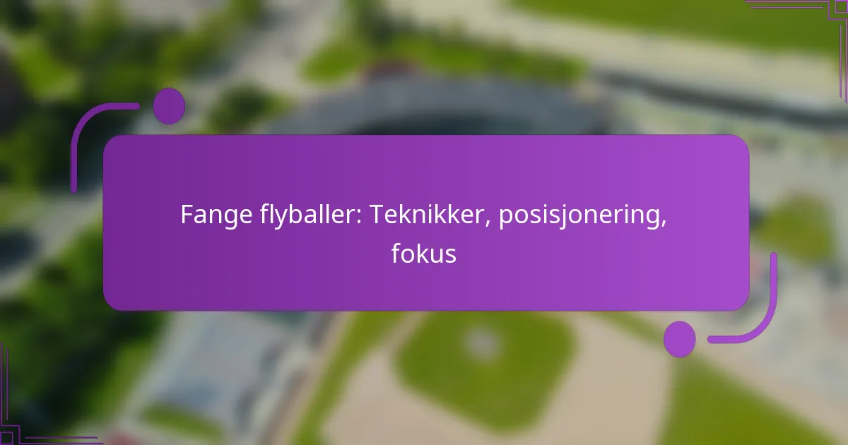 Fange flyballer: Teknikker, posisjonering, fokus