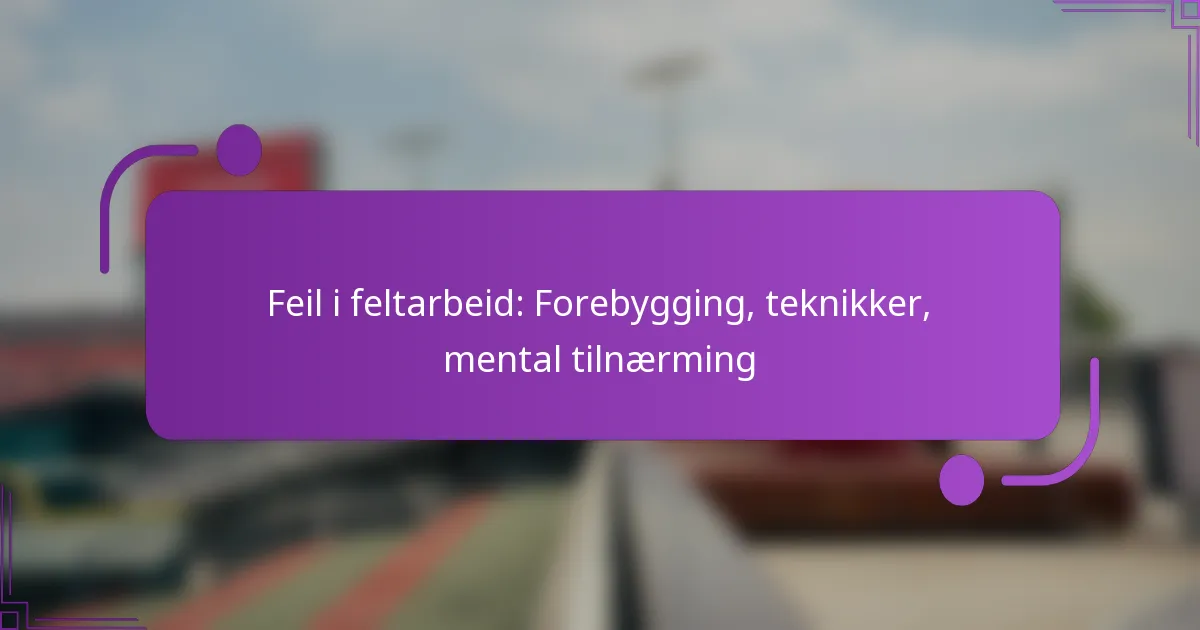 Feil i feltarbeid: Forebygging, teknikker, mental tilnærming