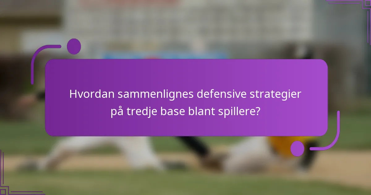 Hvordan sammenlignes defensive strategier på tredje base blant spillere?